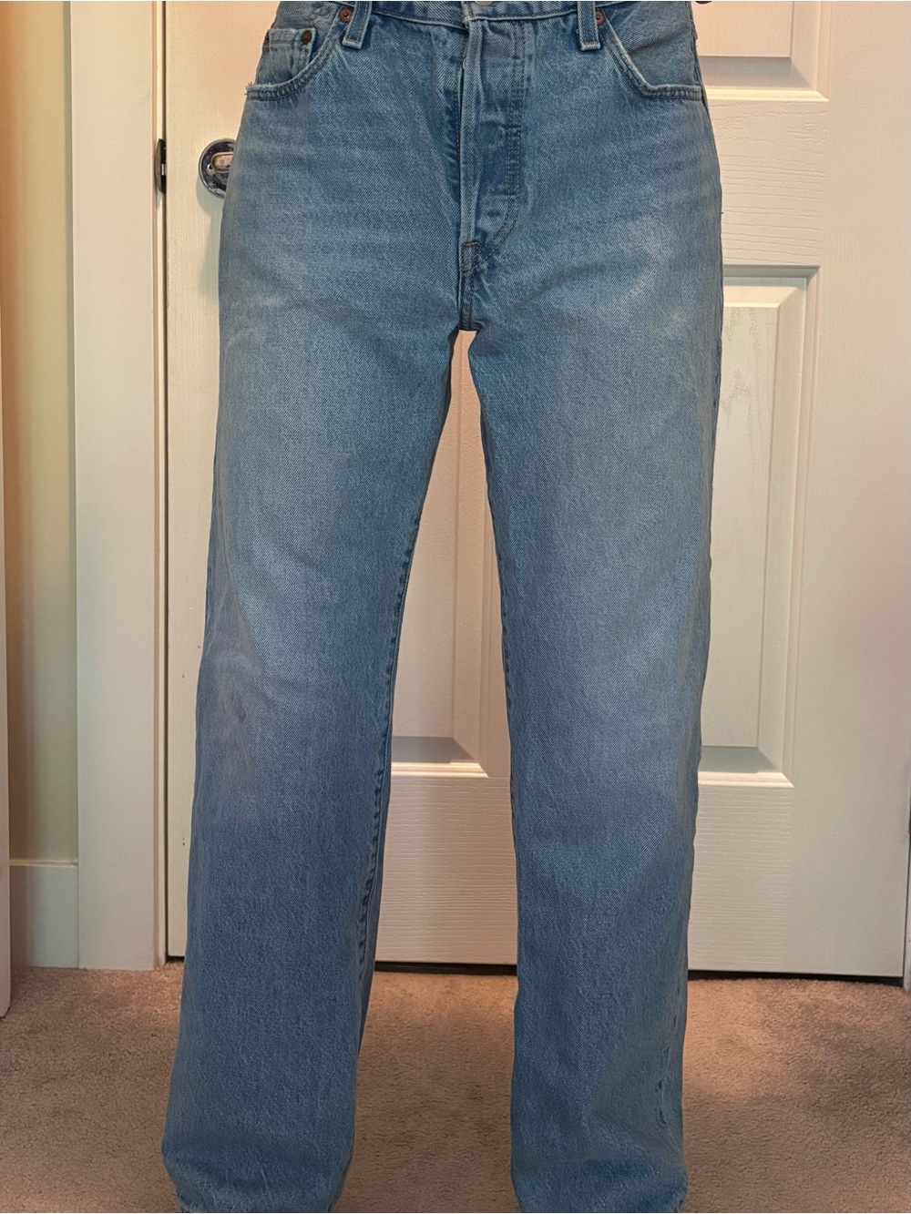 Levi 501’s Classic Straight-Leg  Jeans in Light Blue
